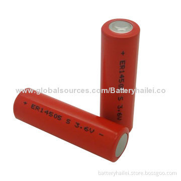 ER14505S Li-SOCl2 Batteries with 3.6V Nominal Voltage, 1,600mAh Capacity, Wide Operating Temperature